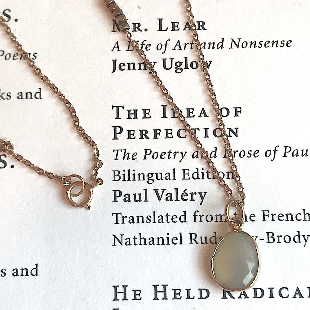 Gold chain necklace with semi-precious stone pendant